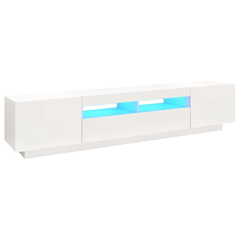 vidaXL TV Cabinet with LED Lights White 200x35x40 cm