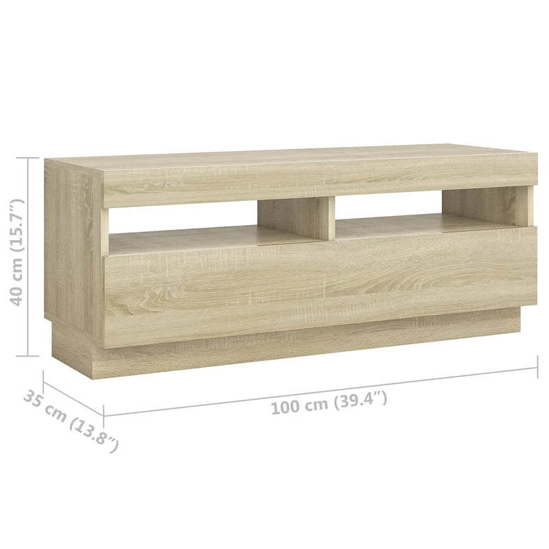 TV Cabinet with LED Lights Sonoma Oak 200x35x40 cm