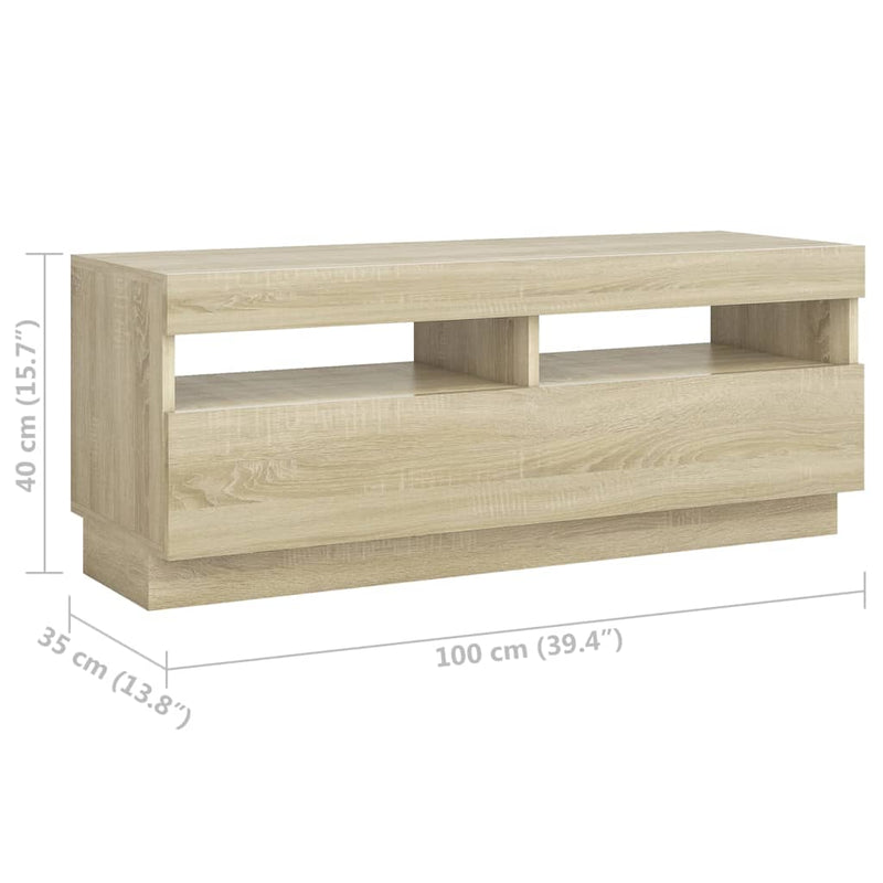 vidaXL TV Cabinet with LED Lights Sonoma Oak 200x35x40 cm