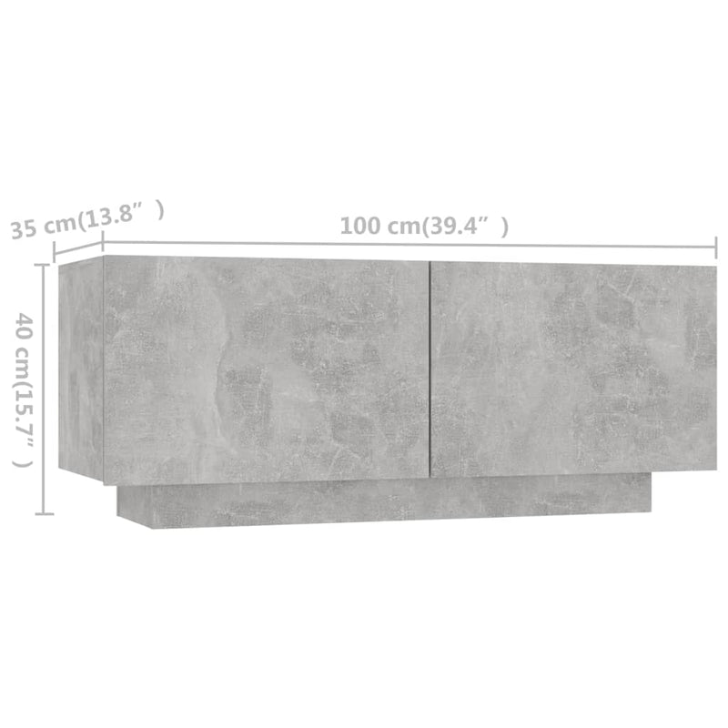 vidaXL TV Cabinet with LED Lights Concrete Grey 200x35x40 cm