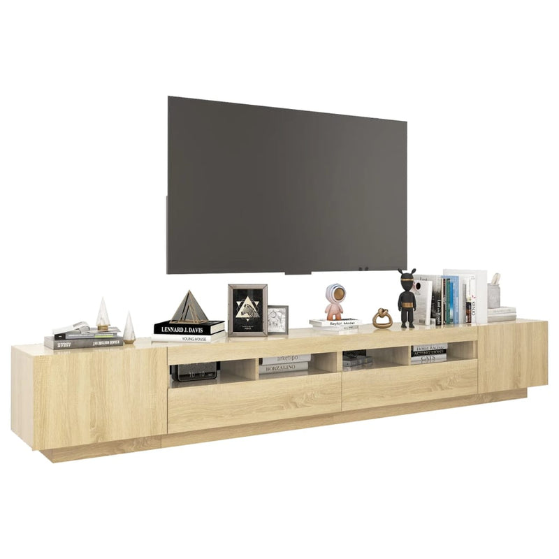 vidaXL TV Cabinet with LED Lights Sonoma Oak 260x35x40 cm