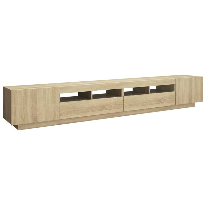 vidaXL TV Cabinet with LED Lights Sonoma Oak 260x35x40 cm
