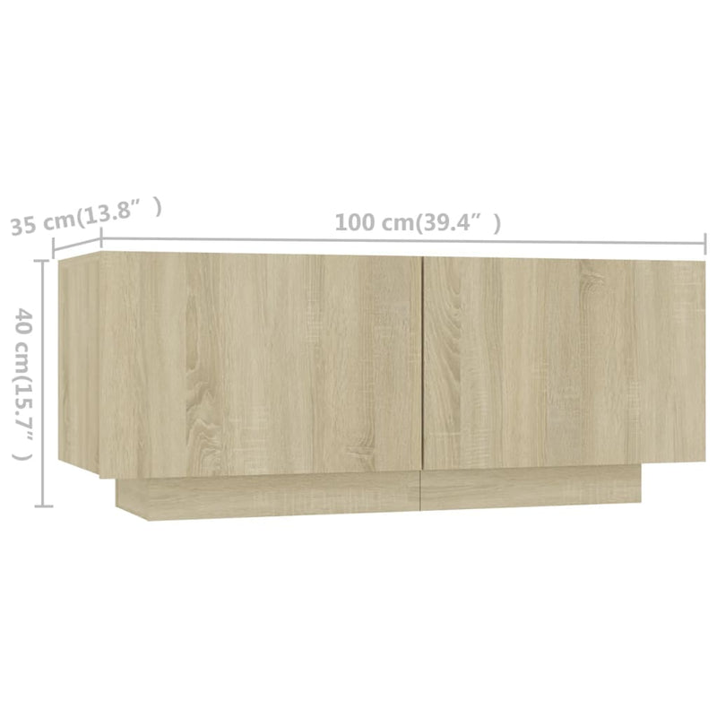 vidaXL TV Cabinet with LED Lights Sonoma Oak 260x35x40 cm