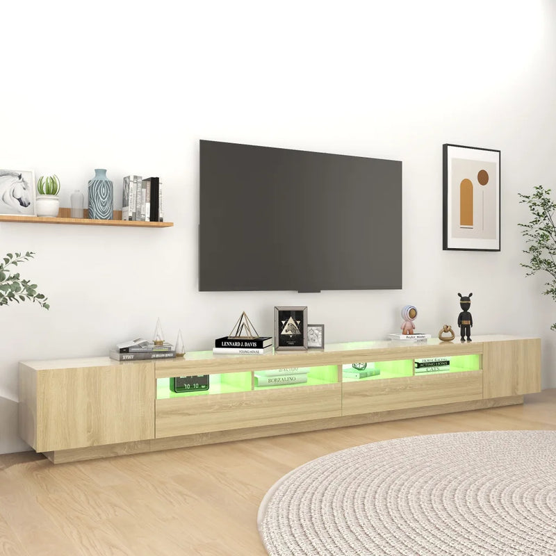 TV Cabinet with LED Lights Sonoma Oak 300x35x40 cm