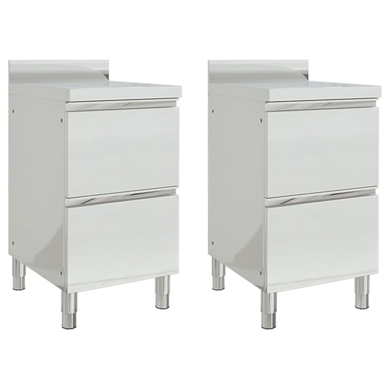 vidaXL Commercial Kitchen Cabinets with 2 Drawers 2 pcs 50x60x96 cm