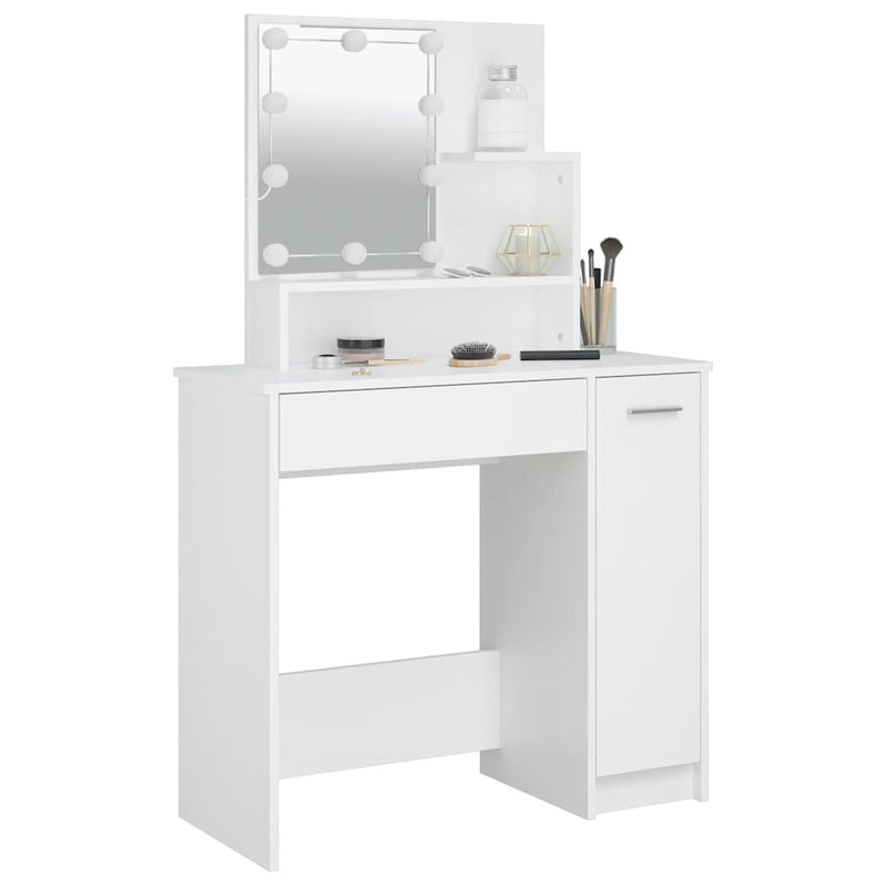 vidaXL Dressing Table with LED White 86.5x35x136 cm