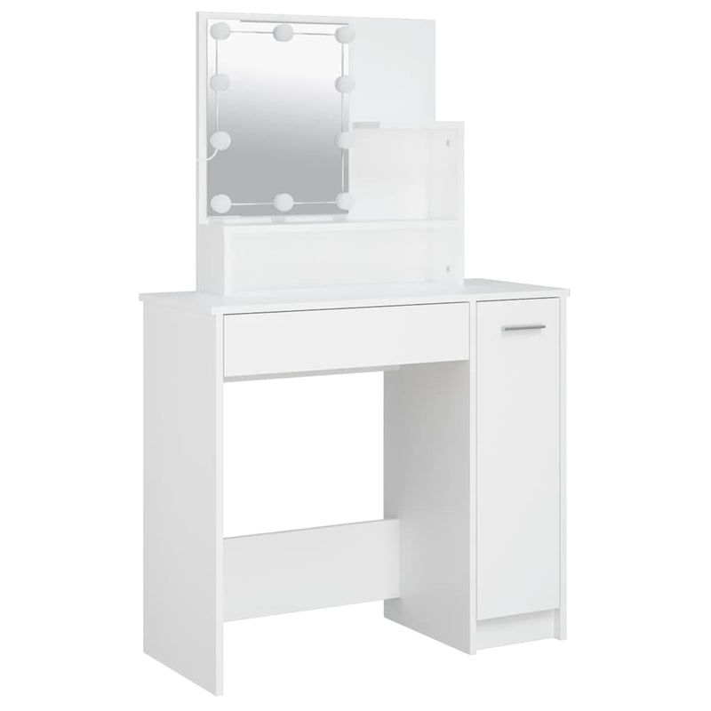 vidaXL Dressing Table with LED White 86.5x35x136 cm
