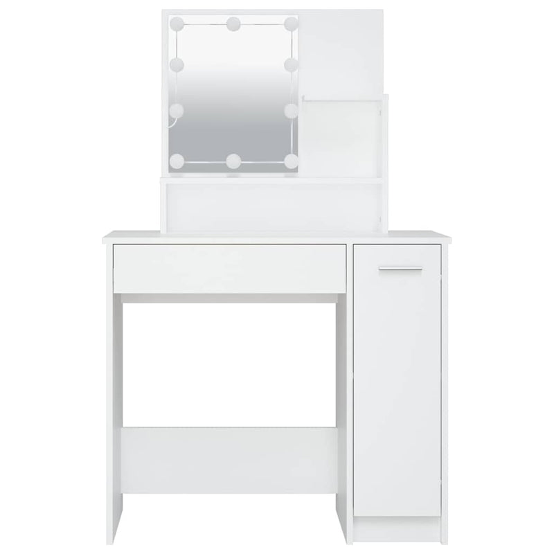 vidaXL Dressing Table with LED White 86.5x35x136 cm