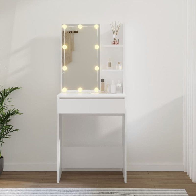vidaXL Dressing Table with LED White 60x40x140 cm
