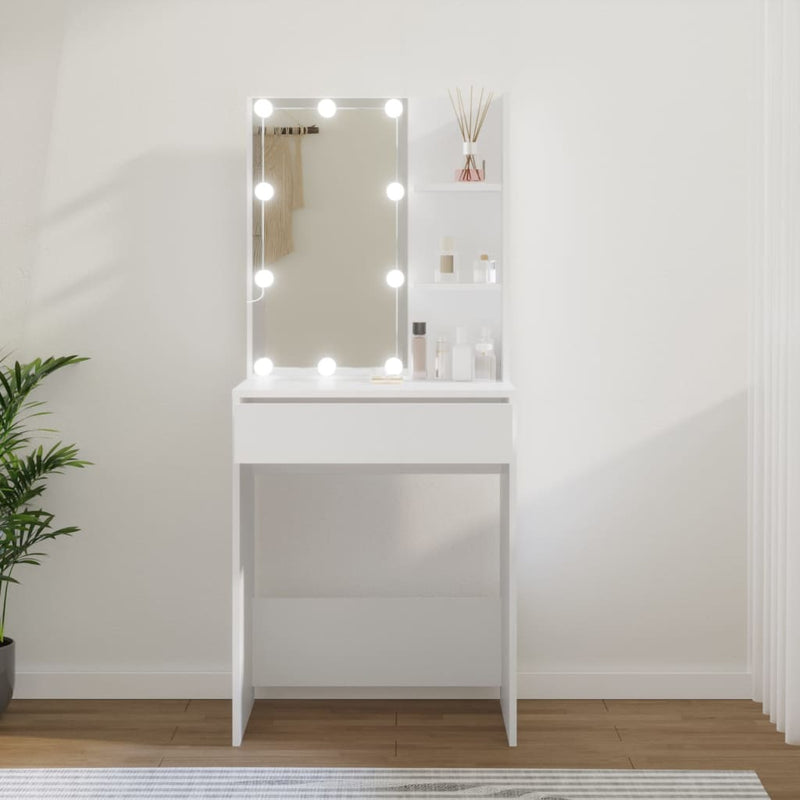 vidaXL Dressing Table with LED White 60x40x140 cm