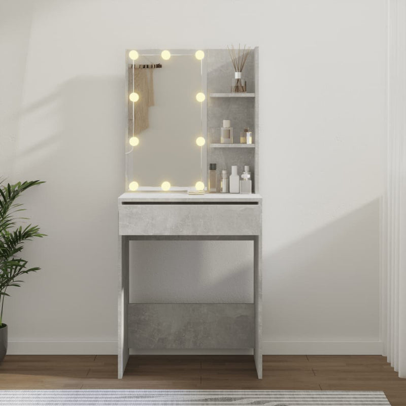 vidaXL Dressing Table with LED Concrete Grey 60x40x140 cm