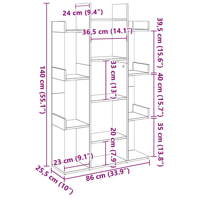 Book Cabinet White 86x25.5x140 cm Engineered Wood