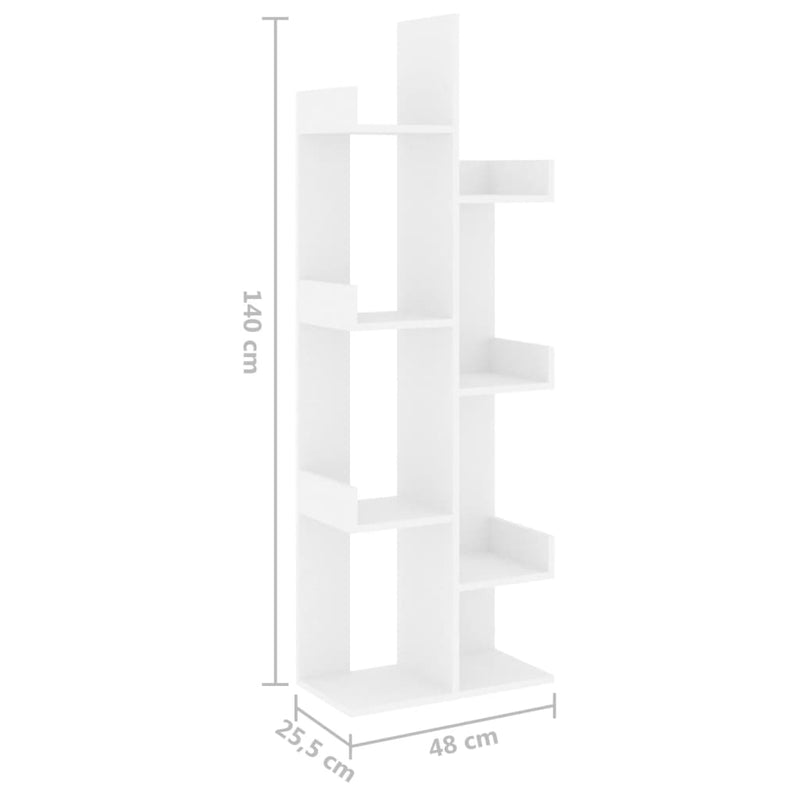 vidaXL Book Cabinet White 48x25.5x140 cm Engineered Wood