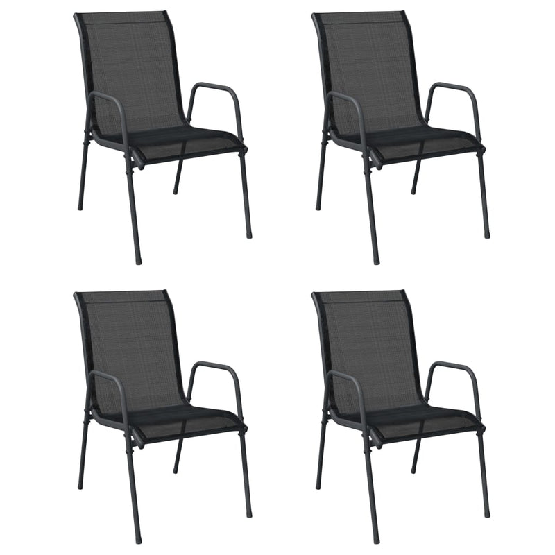 vidaXL Garden Chairs 4 pcs Steel and Textilene Black