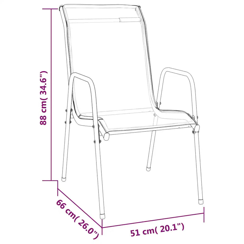 Garden Chairs 6 pcs Steel and Textilene Black
