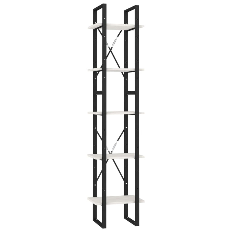 vidaXL 5-Tier Book Cabinet White 40x30x175 cm Pinewood