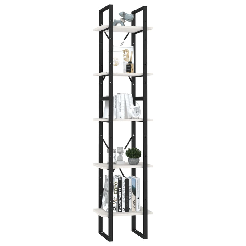 vidaXL 5-Tier Book Cabinet White 40x30x175 cm Pinewood