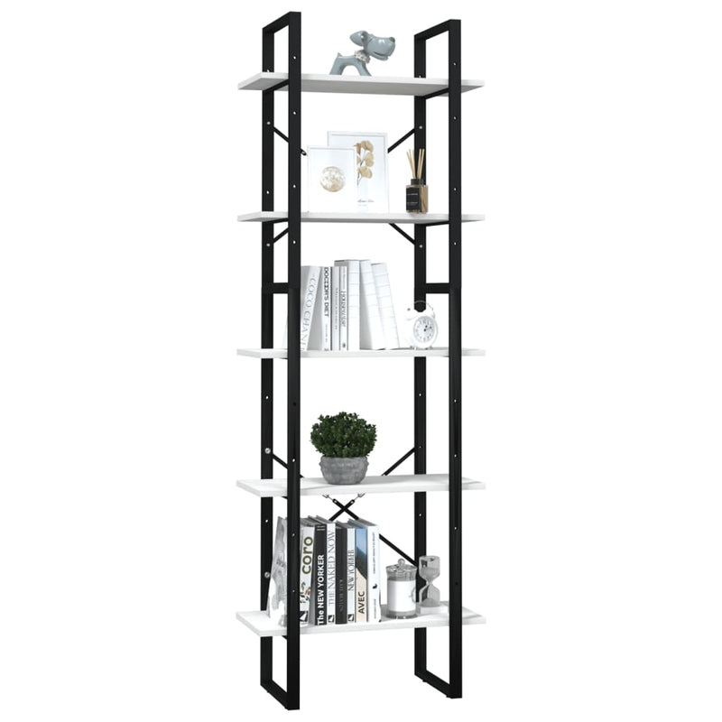 vidaXL 5-Tier Book Cabinet White 60x30x175 cm Pinewood