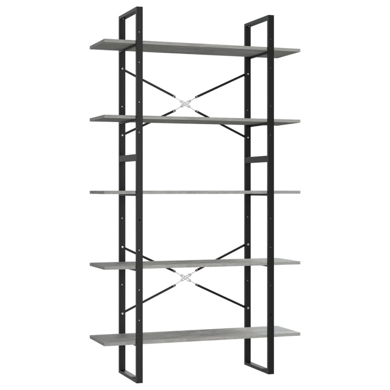 vidaXL 5-Tier Book Cabinet Concrete Grey 100x30x175 cm Engineered Wood