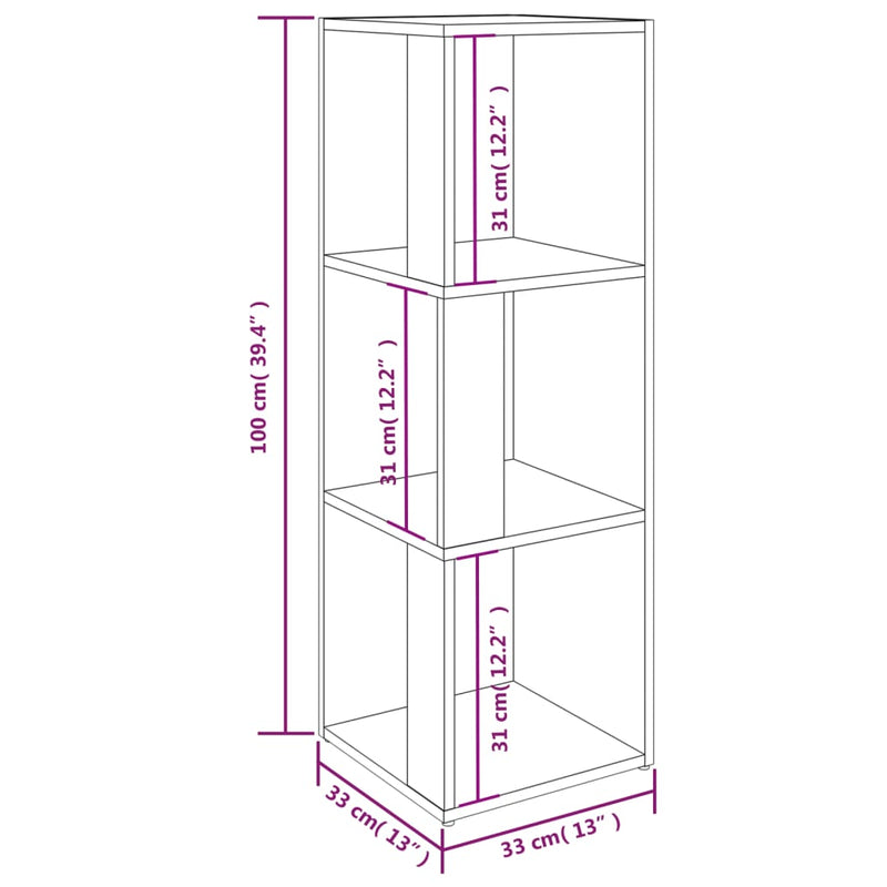 vidaXL Corner Cabinet White 33x33x100 cm Engineered Wood
