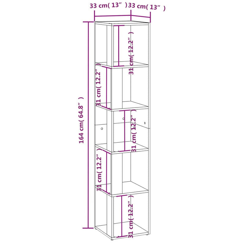 vidaXL Corner Cabinet White 33x33x164.5 cm Engineered Wood