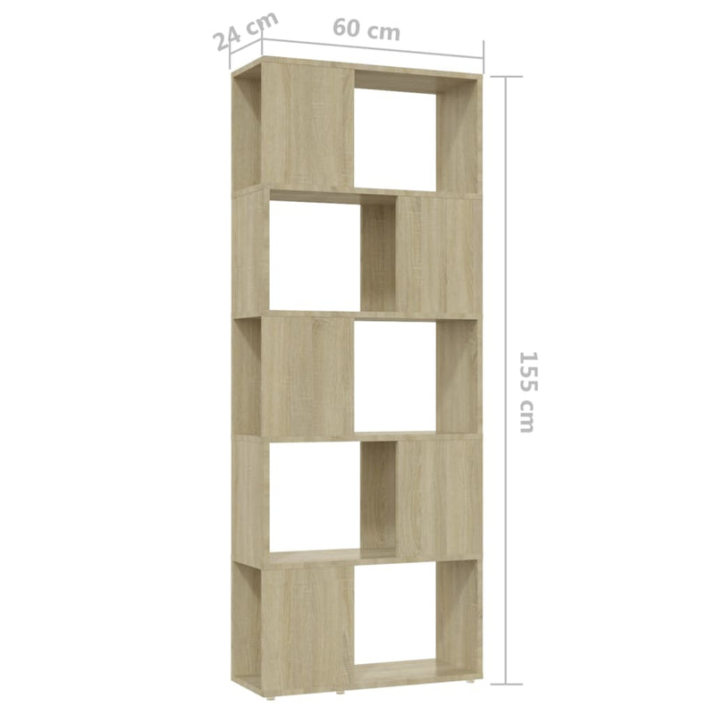 vidaXL Book Cabinet Room Divider Sonoma Oak 60x24x155 cm