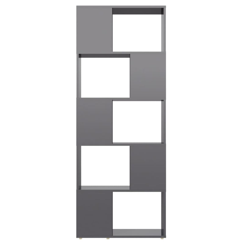 vidaXL Book Cabinet Room Divider High Gloss Grey 60x24x155 cm