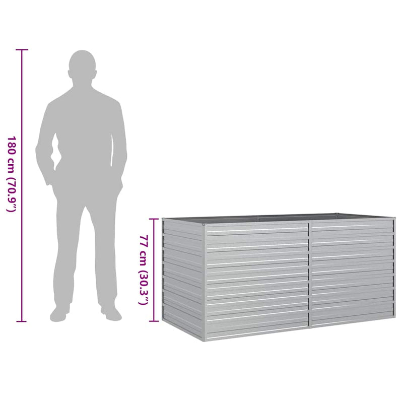 vidaXL Garden Raised Bed 160x80x77 cm Galvanized Steel Silver