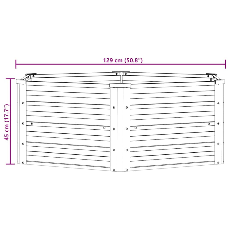 vidaXL Garden Raised Bed 129x45 cm Galvanized Steel Silver