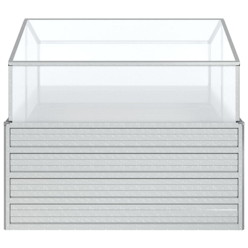 vidaXL Garden Raised Bed with Greenhouse 100x100x85 cm Silver