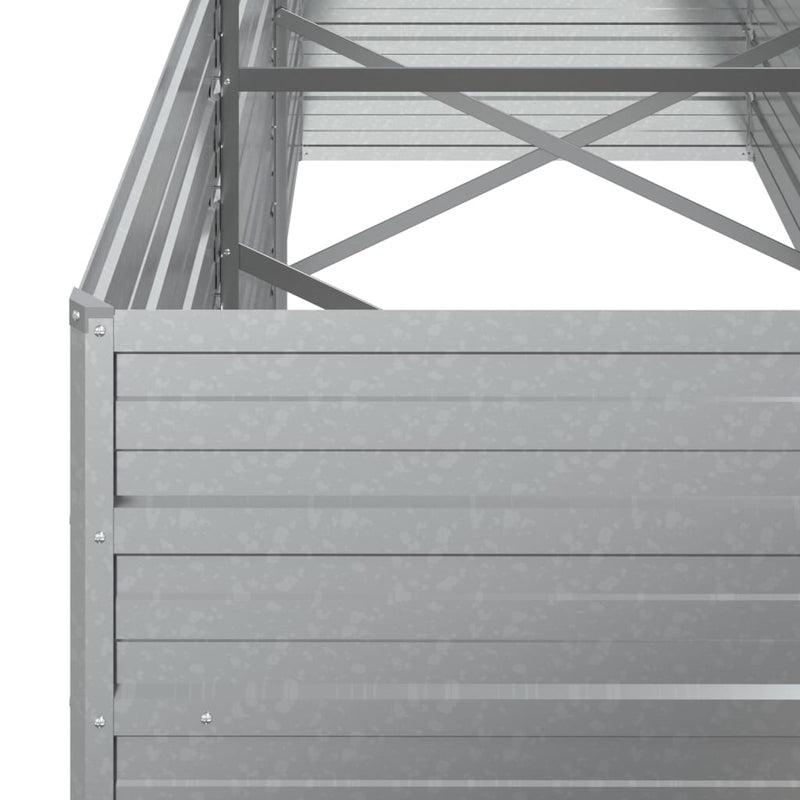 vidaXL Garden Raised Bed 240x80x77 cm Galvanized Steel Silver