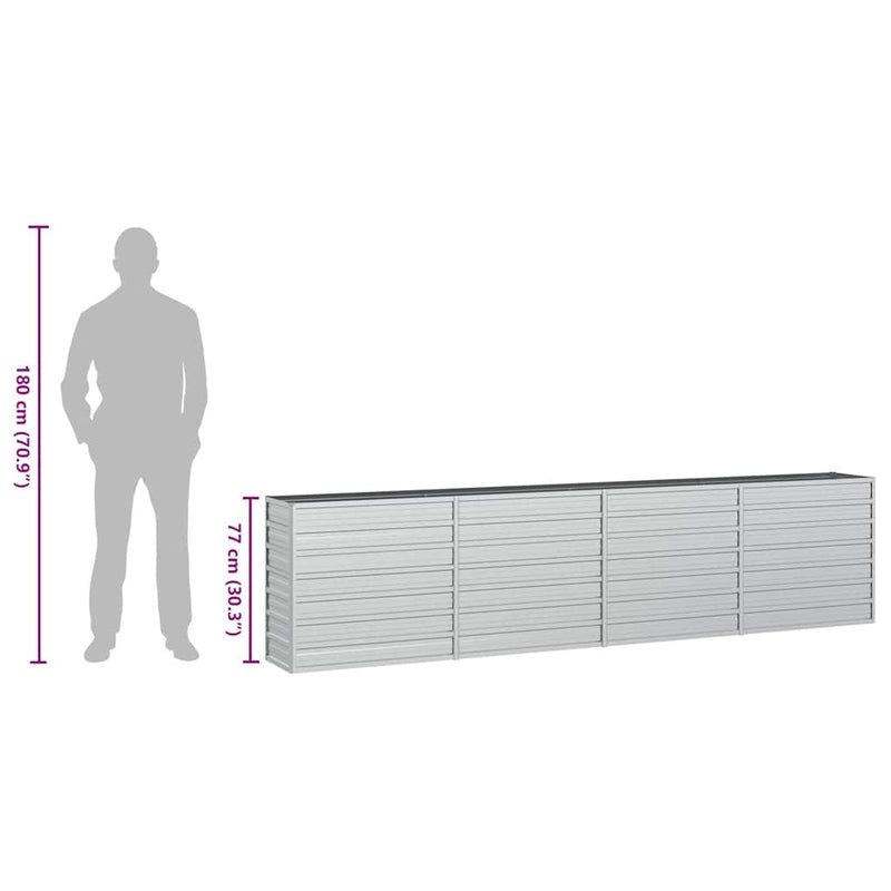 vidaXL Garden Raised Bed 320x40x77 cm Galvanized Steel Silver