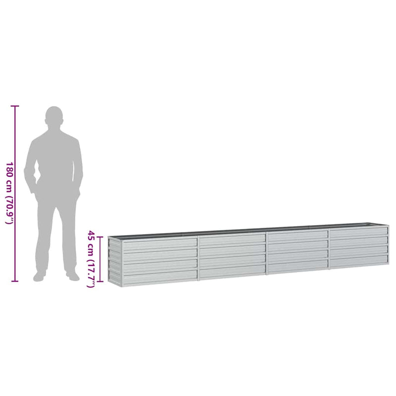 vidaXL Garden Raised Bed 320x40x45 cm Galvanized Steel Silver