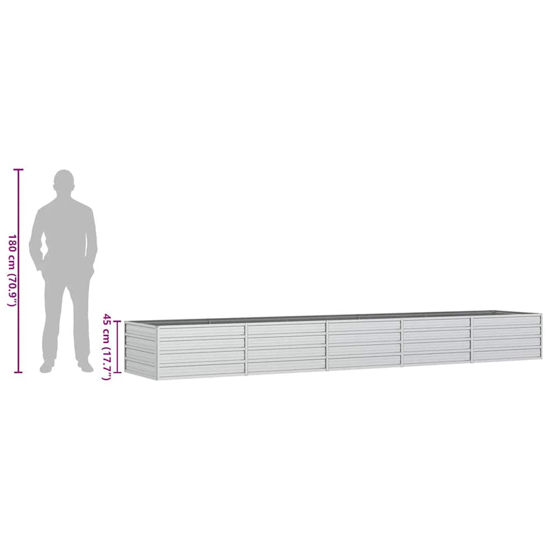 vidaXL Garden Raised Bed 400x80x45 cm Galvanized Steel Silver