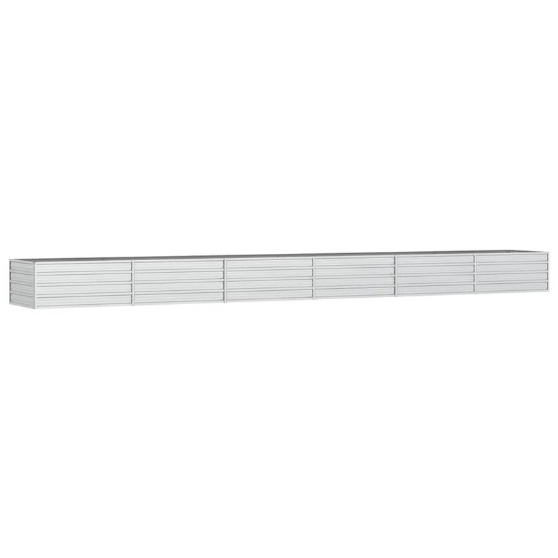 vidaXL Garden Raised Bed 600x80x45 cm Galvanized Steel Silver