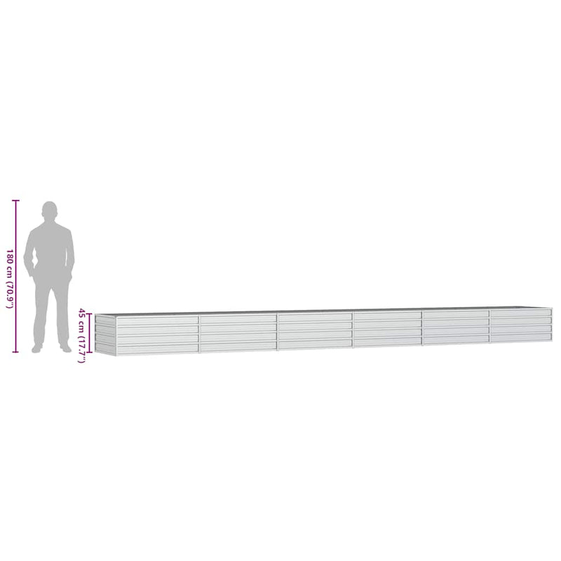 vidaXL Garden Raised Bed 600x80x45 cm Galvanized Steel Silver