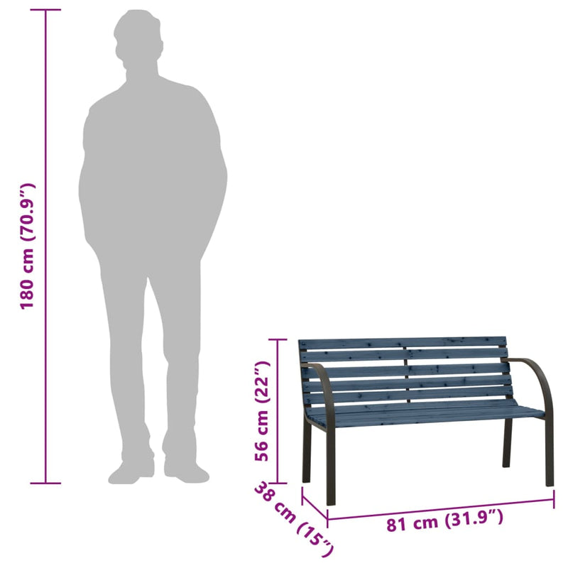 vidaXL Children Garden Bench 81 cm Solid Wood Chinese Fir Grey