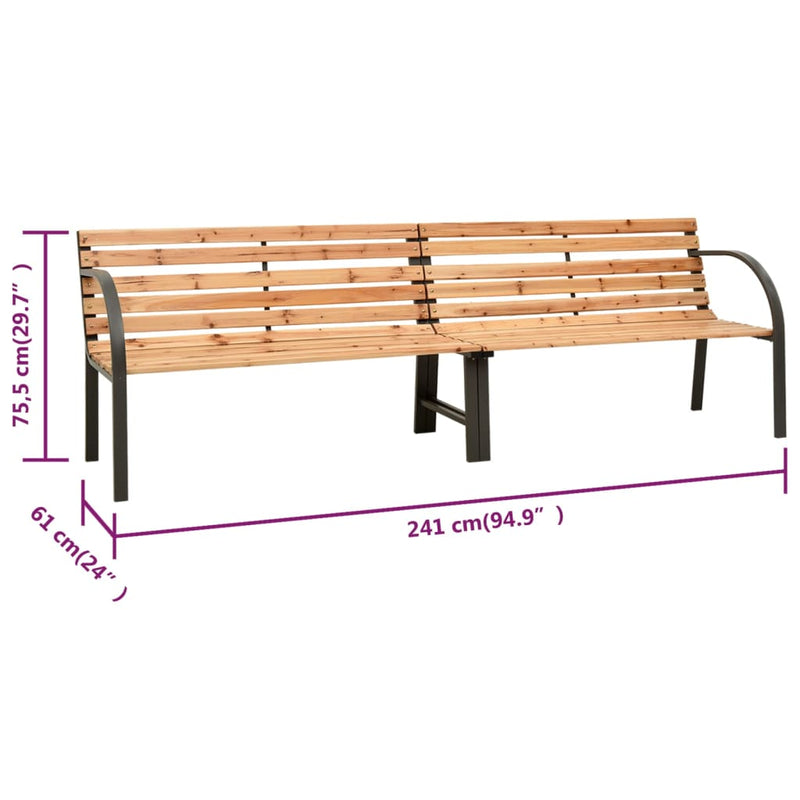 vidaXL Twin Garden Bench 241 cm Solid Wood Chinese Fir