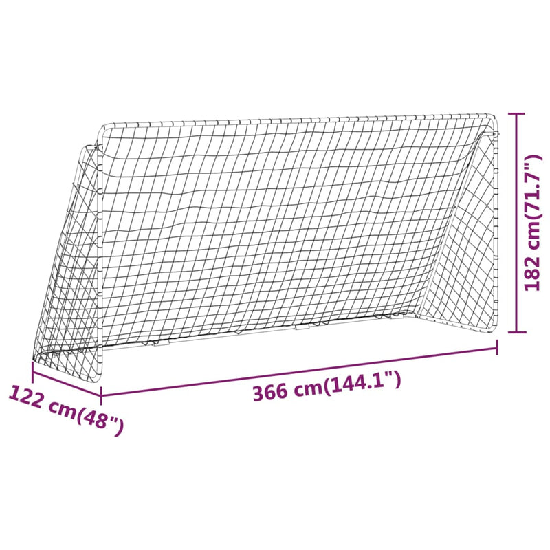 Football Goal with Net White 366x122x182 cm Steel