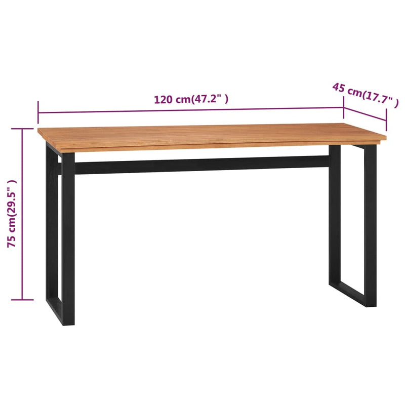 vidaXL Desk 120x45x75 cm Solid Wood Teak