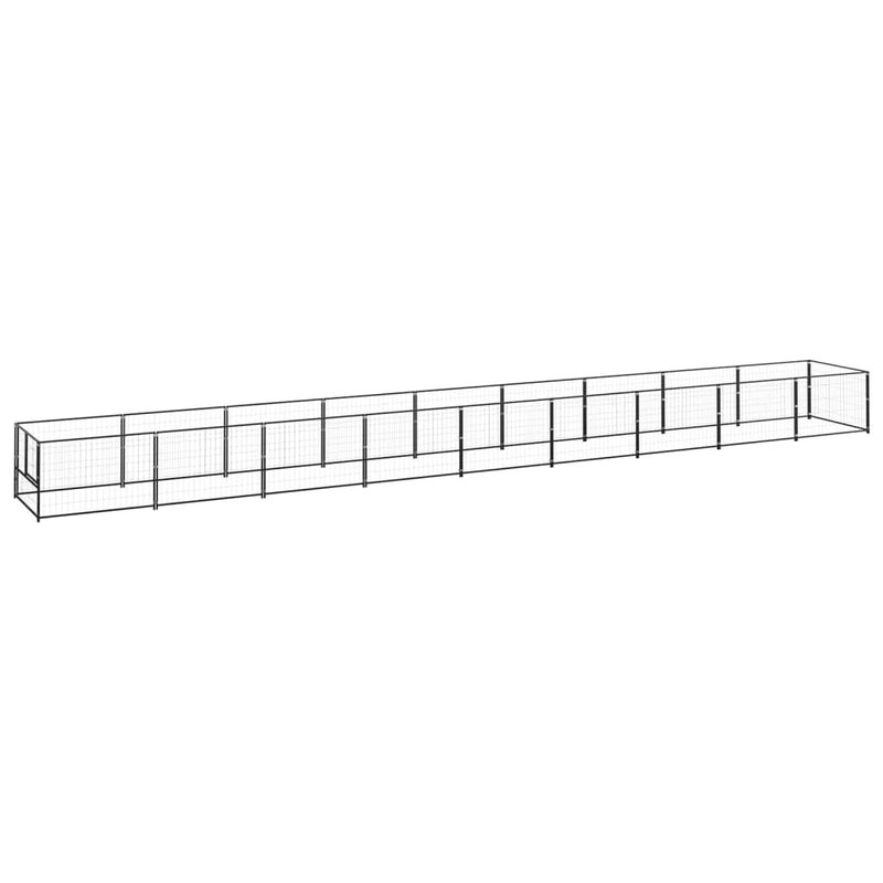 vidaXL Dog Kennel Black 9 m² Steel