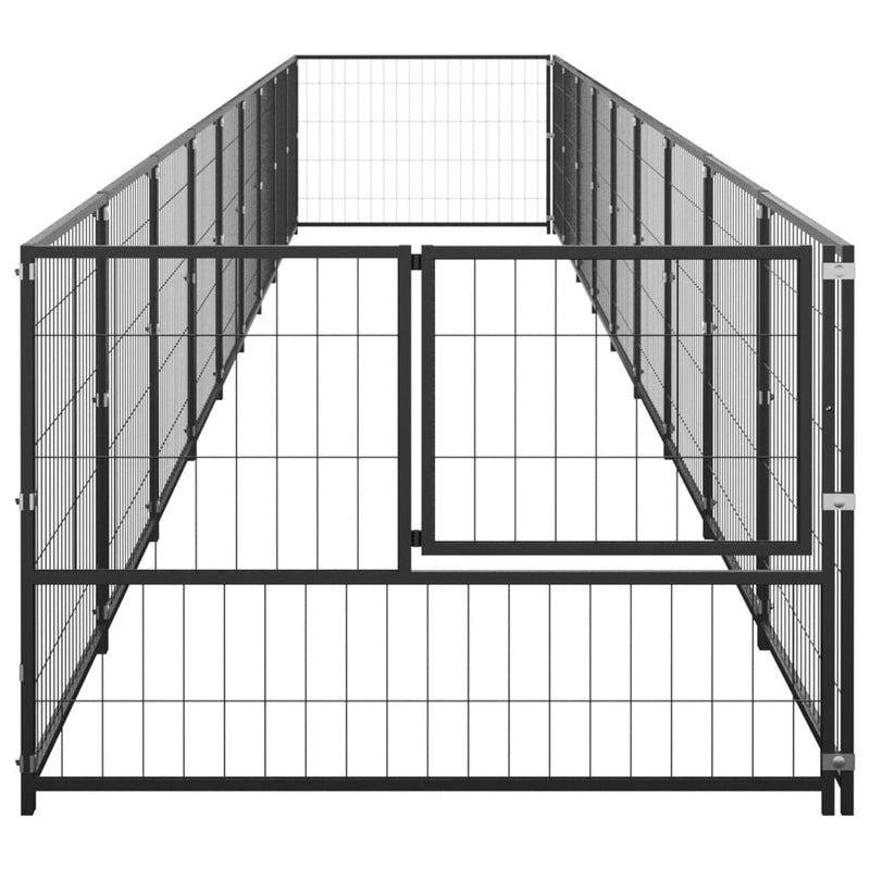 vidaXL Dog Kennel Black 9 m² Steel