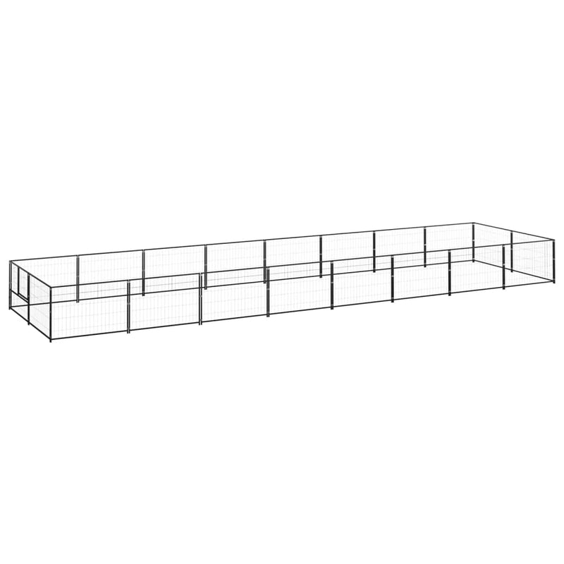vidaXL Dog Kennel Black 16 m² Steel