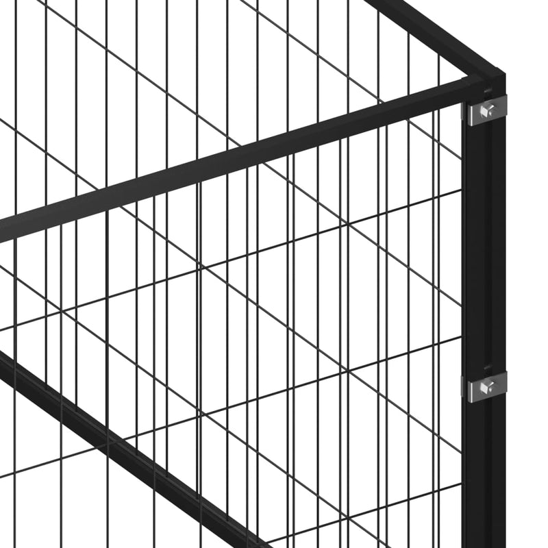 vidaXL Dog Kennel Black 20 m² Steel