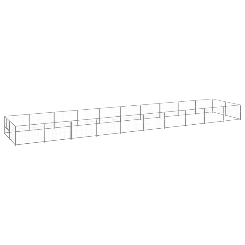 vidaXL Dog Kennel Silver 20 m² Steel