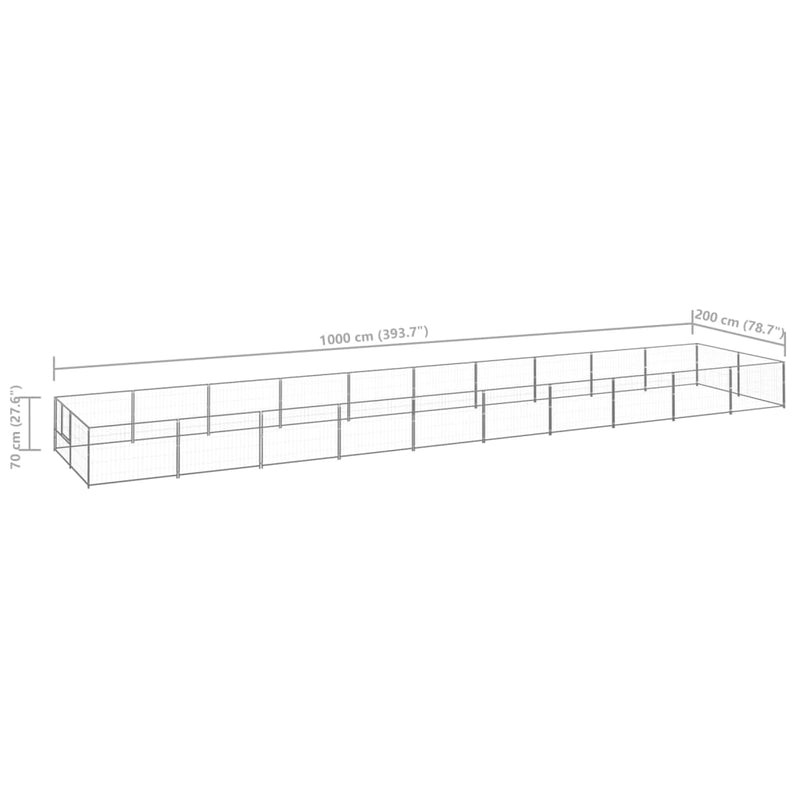 vidaXL Dog Kennel Silver 20 m² Steel
