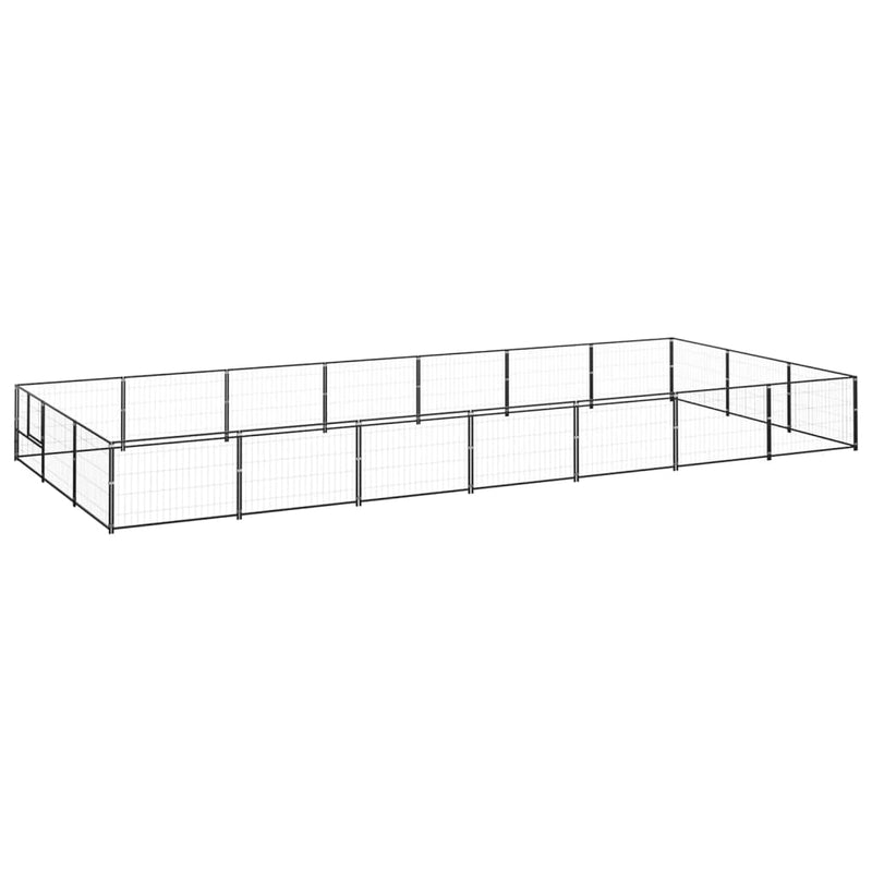vidaXL Dog Kennel Black 21 m² Steel