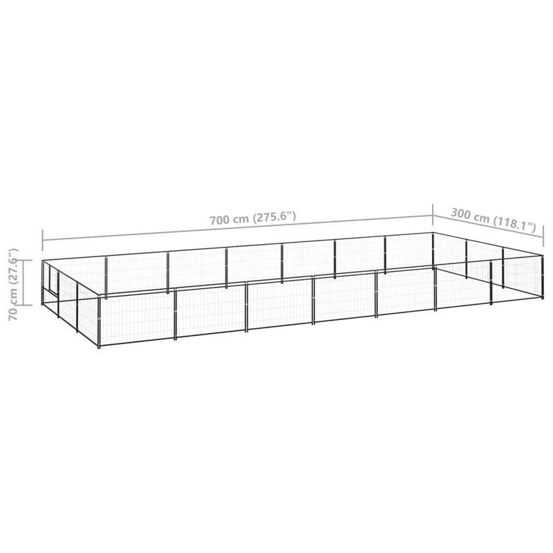 vidaXL Dog Kennel Black 21 m² Steel