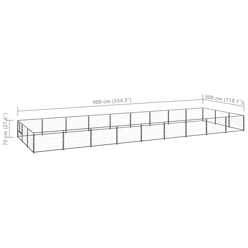 vidaXL Dog Kennel Black 27 m² Steel