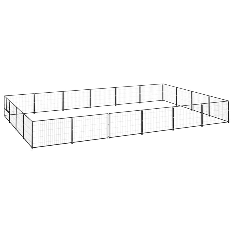 vidaXL Dog Kennel Black 24 m² Steel